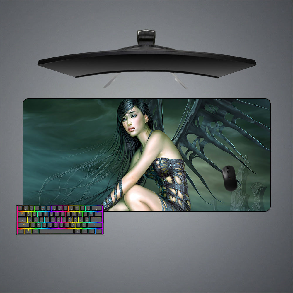 Winged Girl Design XL Size Gamer Mouse Pad, Computer Desk Mat