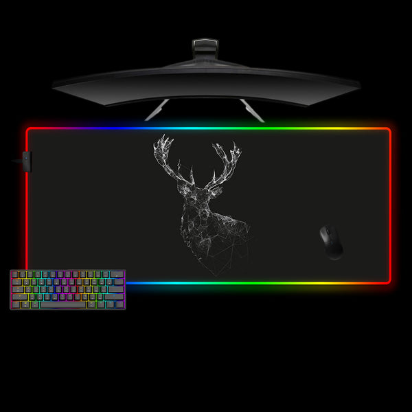 Wireframe Deer Design Large Size RGB Lit Gamer Mouse Pad