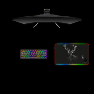 Wireframe Deer Design Medium Size RGB Lit Gamer Mouse Pad