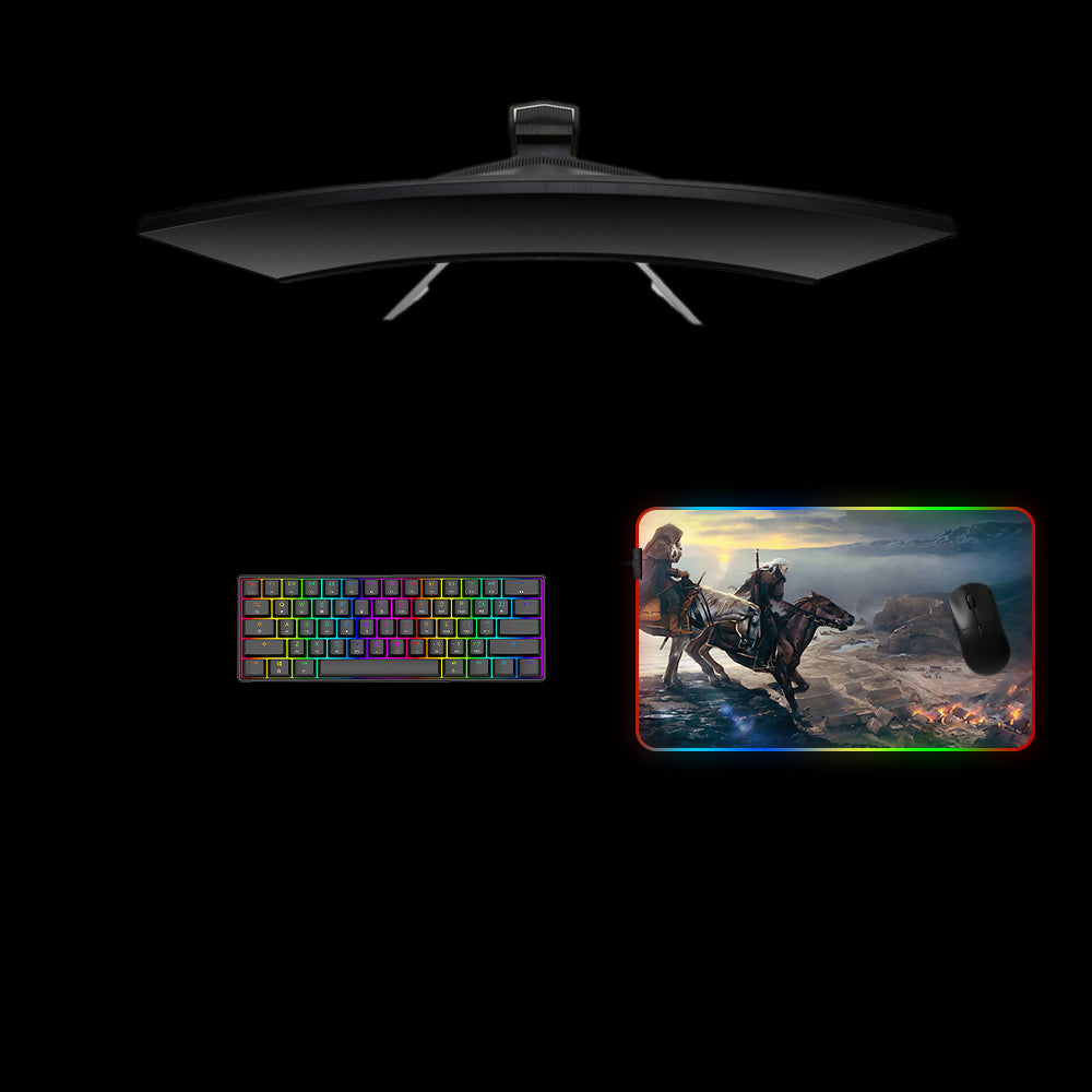 Witcher Fires Design Medium Size RGB Lighting Gaming Mouse Pad, Computer Desk Mat
