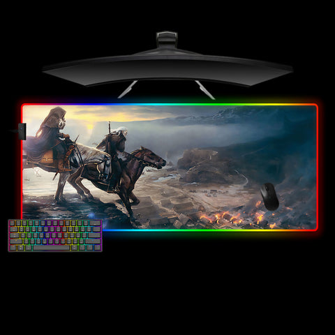 Witcher Fires Design XL Size RGB Lighting Gaming Mouse Pad, Computer Desk Mat