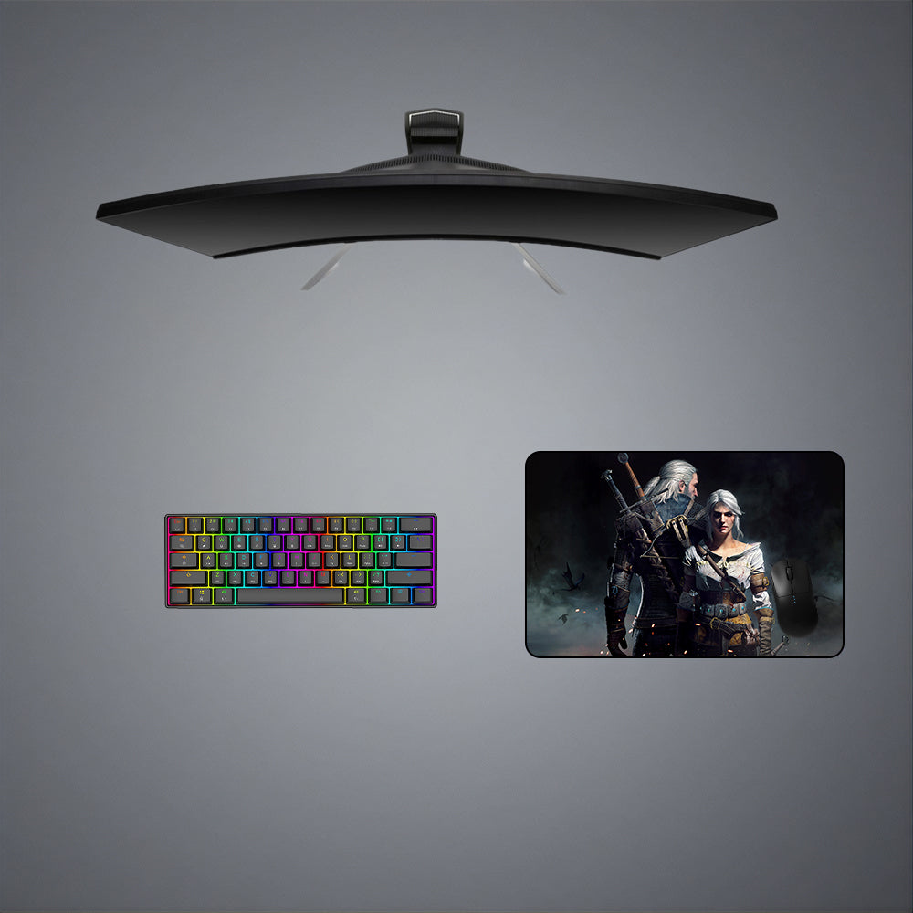 Witcher Geralt & Ciri Design Medium Size Gaming Mouse Pad, Computer Desk Mat