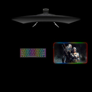 Witcher Geralt & Ciri Design Medium Size RGB Lighting Gaming Mouse Pad, Computer Desk Mat