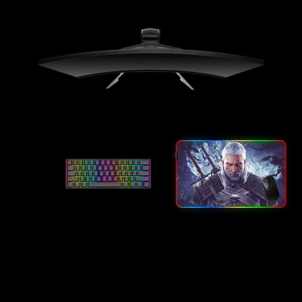 Witcher Geralt Design Medium Size RGB Lighting Gaming Mouse Pad, Computer Desk Mat