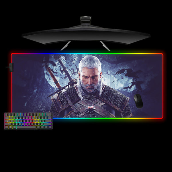 Witcher Geralt Design XL Size RGB Lighting Gaming Mouse Pad, Computer Desk Mat
