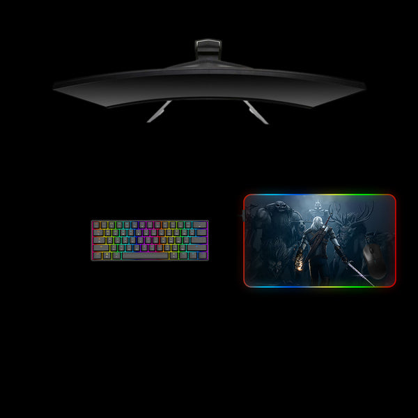 Witcher Monsters Design Medium Size RGB Lighting Gaming Mouse Pad, Computer Desk Mat