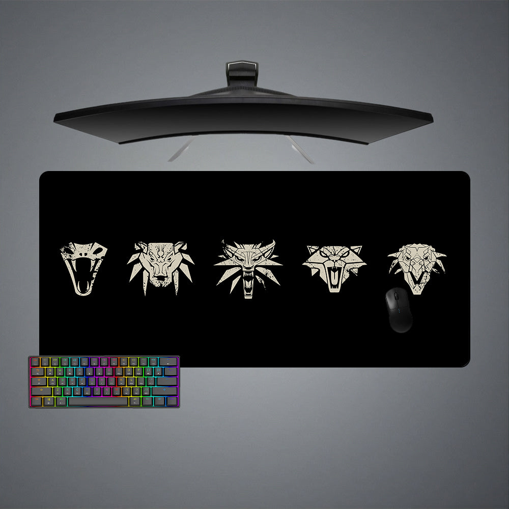 Witcher Schools Design XL Size Gamer Mouse Pad, Computer Desk Mat