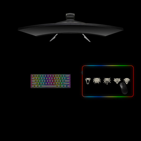 Witcher Schools Design Medium Size RGB Lighting Gamer Mouse Pad, Computer Desk Mat