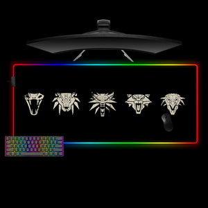Witcher Schools Design XL Size RGB Lighting Gamer Mouse Pad, Computer Desk Mat
