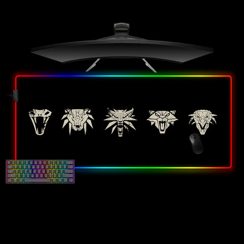 Witcher Schools Design XL Size RGB Lighting Gamer Mouse Pad, Computer Desk Mat