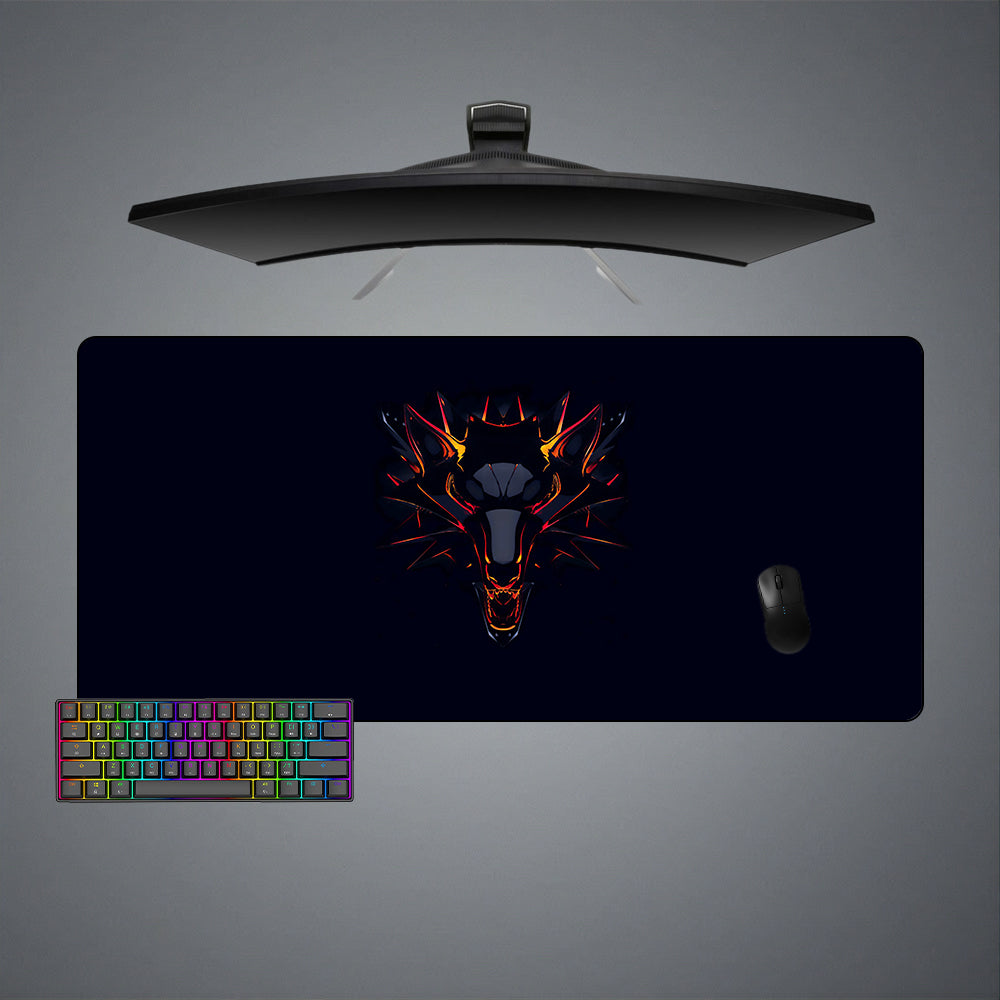 Witcher Wolf Medal Design XL Size Gaming Mousepad, Computer Desk Mat