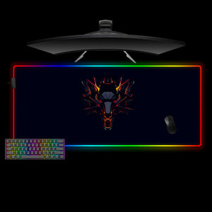 Witcher Wolf Medal Design XL Size RGB Lighting Gaming Mousepad, Computer Desk Mat