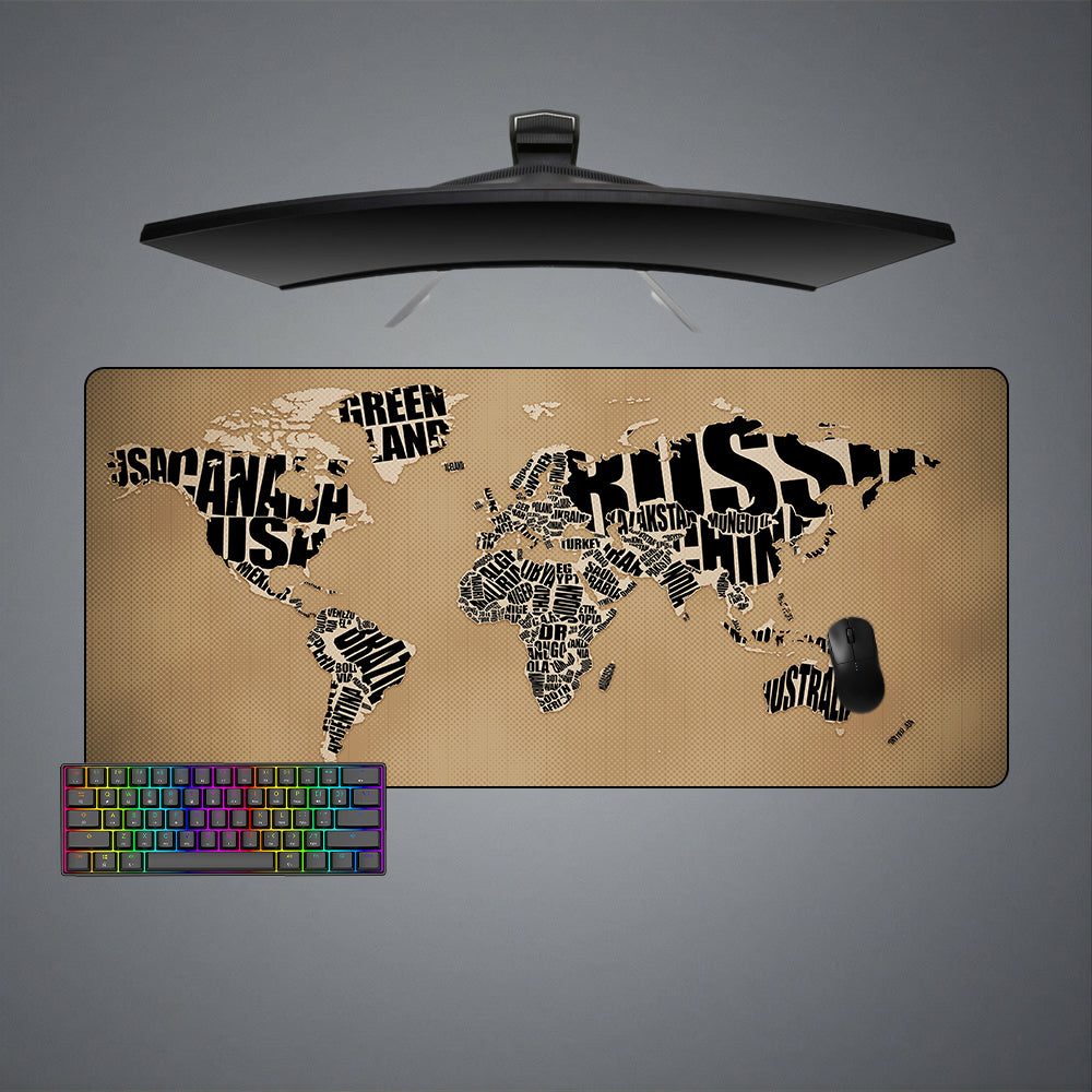Word Map Design XL Size Gamer Mouse Pad, Computer Desk Mat