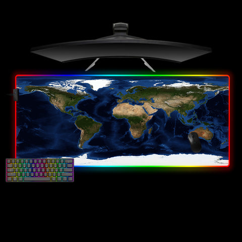 World Map Design XXL Size RGB Light Gaming Mouse Pad, Computer Desk Mat