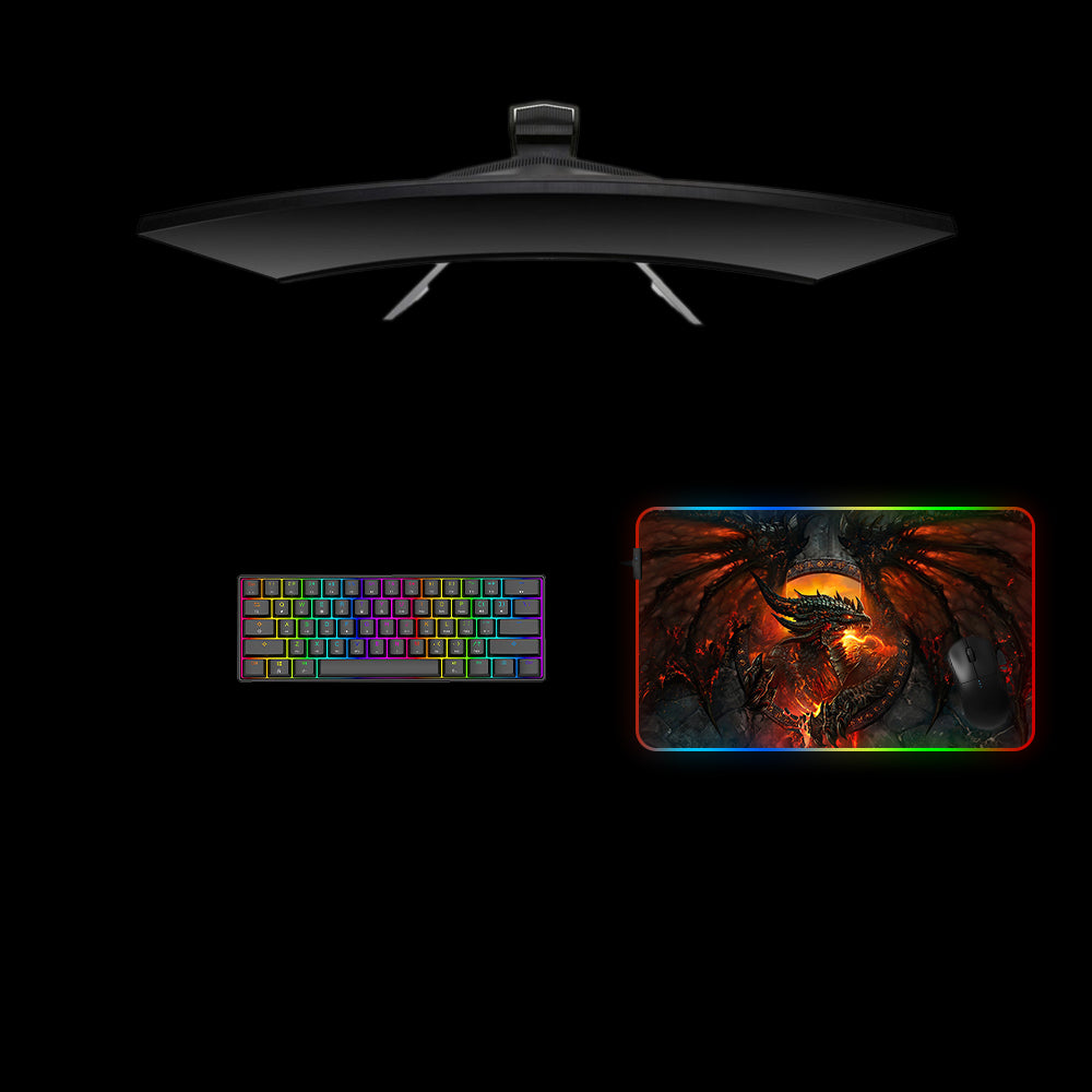World of Warcraft Deathwing Design Medium Size RGB Illuminated Gaming Mouse Pad, Computer Desk Mat