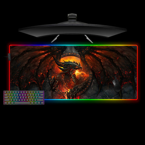 World of Warcraft Deathwing Design XL Size RGB Illuminated Gaming Mouse Pad, Computer Desk Mat