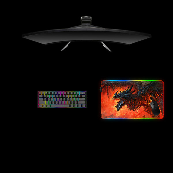 World of Warcraft Deathwing Flames Design Medium Size RGB Lit Gaming Mouse Pad