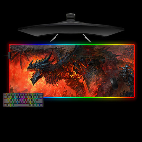 World of Warcraft Deathwing Flames Design XXL Size RGB Lit Gaming Mouse Pad