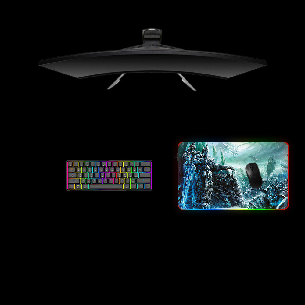 Warcraft Frozen Throne Design Medium Size RGB Illuminated Gaming Mouse Pad, Computer Desk Mat