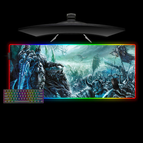 Warcraft Frozen Throne Design XL Size RGB Illuminated Gaming Mouse Pad, Computer Desk Mat