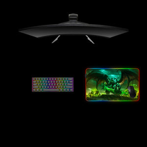 Warcraft Illidan Legion Design Medium Size RGB Illuminated Gaming Mouse Pad, Computer Desk Mat