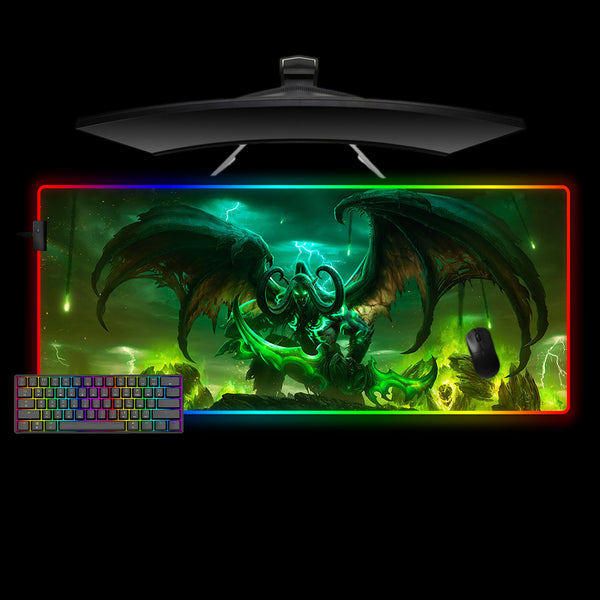 Warcraft Illidan Legion Design XL Size RGB Illuminated Gaming Mouse Pad, Computer Desk Mat