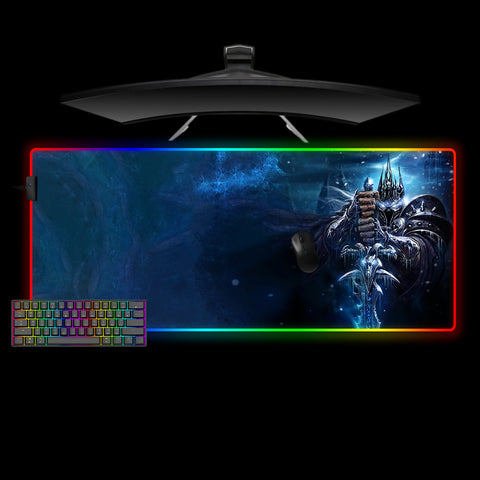 World of Warcraft Lich King Design Large Size RGB Illuminated Gaming Mouse Pad, Computer Desk Mat