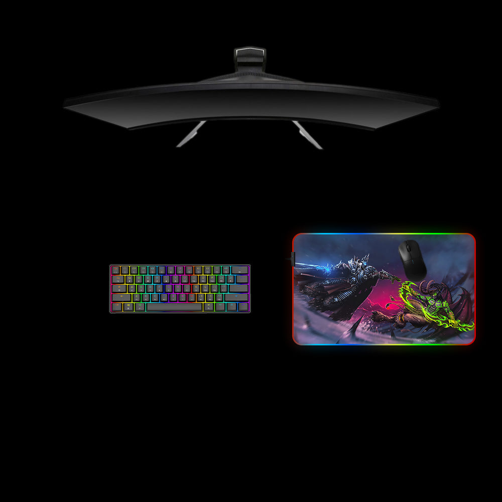 Lich King vs. Illidan Design Medium Size RGB Lit Gaming Mouse Pad
