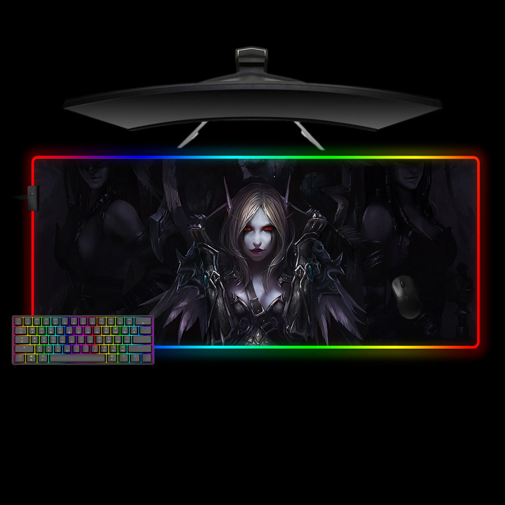 WoW Sylvanas Design XL Size RGB Light Up Gaming Mouse Pad, Computer Desk Mat