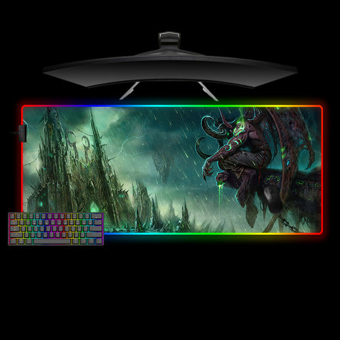 Warcraft Tomb of Sargeras Illidan Design XL Size RGB Illuminated Gaming Mouse Pad, Computer Desk Mat