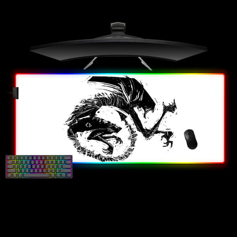 Xenomorph Drawing Design Large Size RGB Light Gaming Mouse Pad