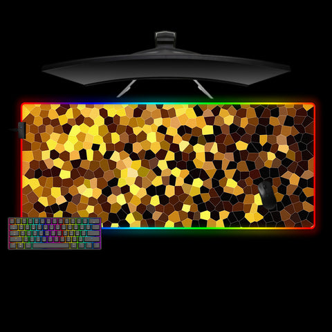 Yellow Mozaic Design XL Size RGB Light Gamer Mouse Pad