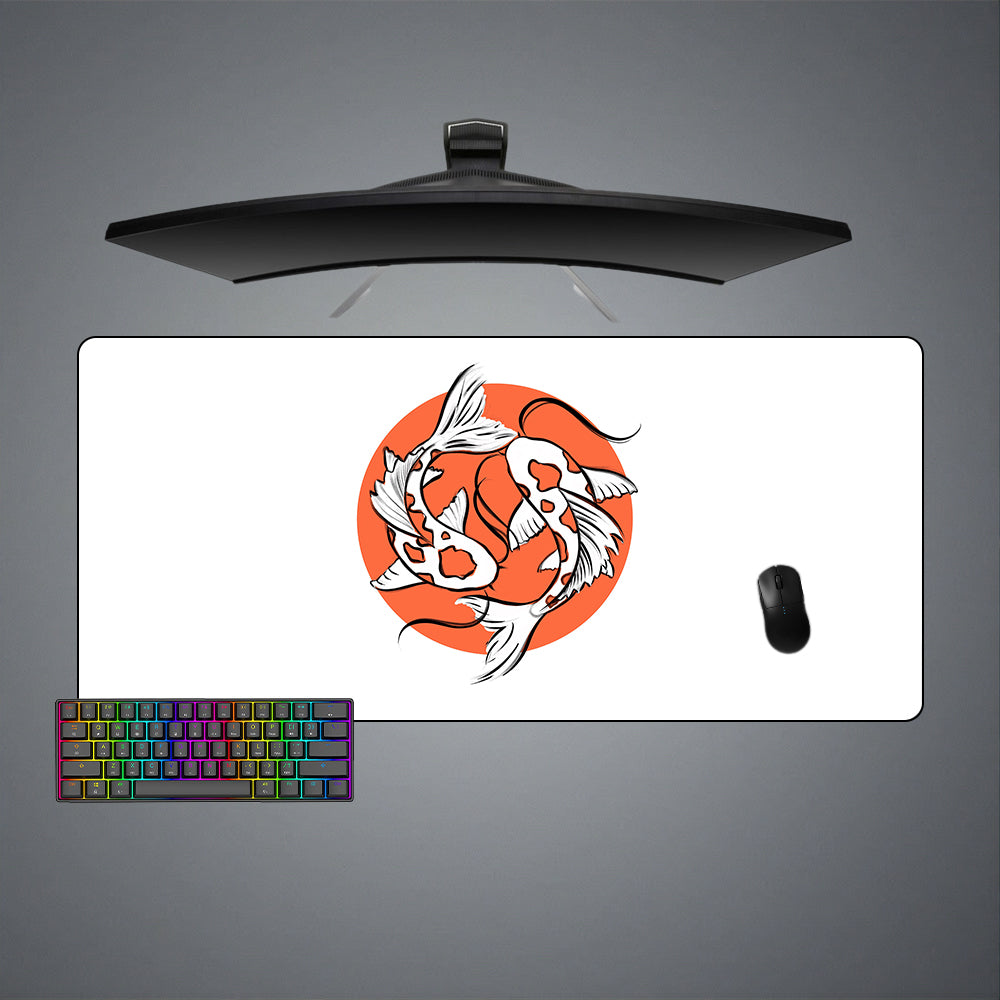 Koi Fish Ying Yang Design Mouse Pad XL Size Gaming Desk Mat
