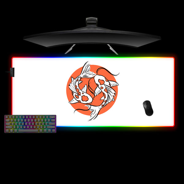 Yin-Yang Koi Fish Design XL Size RGB Illuminated Gaming Mouse Pad, Computer Desk Mat