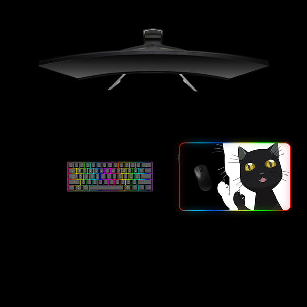 Medium size RGB lights gamer mouse pad with Yoruichi cat anime design