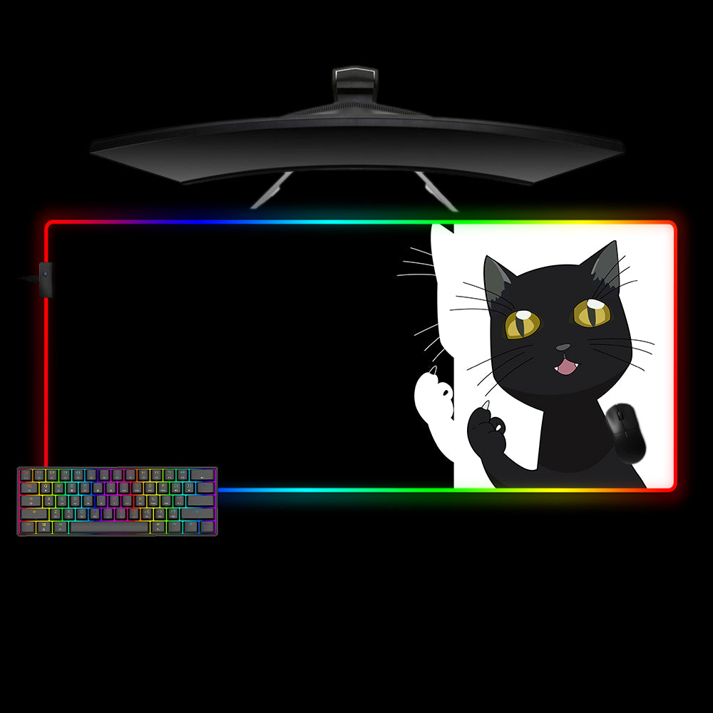 XXL size RGB lights gamer mouse pad with Yoruichi cat anime design