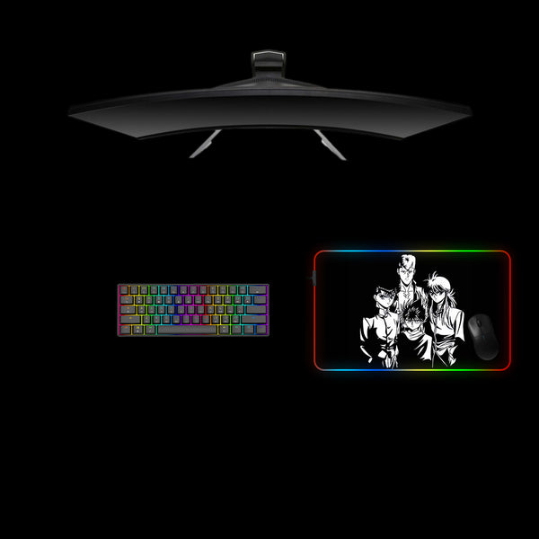 Yu Yu Hakusho Black & White Design Medium Size RGB Illuminated Gaming Mouse Pad, Computer Desk Mat