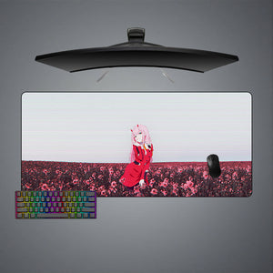 Zero Two Flower Field Design Large Size Gamer Mouse Pad, Computer Desk Mat