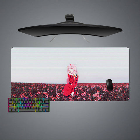 Zero Two Flower Field Design Large Size Gamer Mouse Pad, Computer Desk Mat