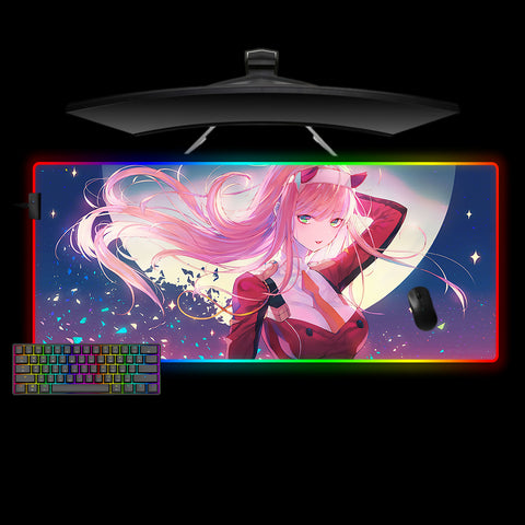 Zero Two Moon Design Large Size RGB Light Gamer Mouse Pad