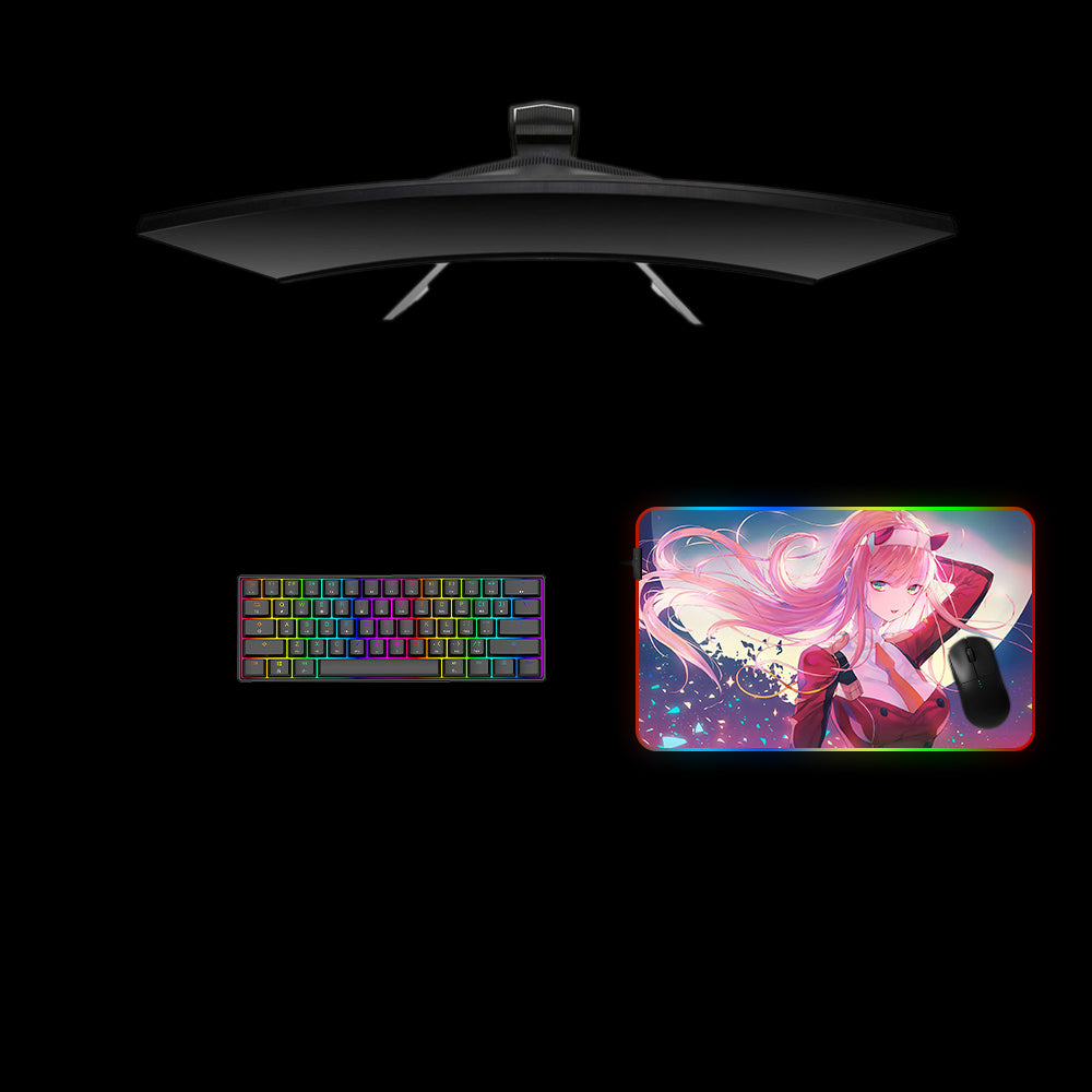 Zero Two Moon Design Medium Size RGB Light Gamer Mouse Pad