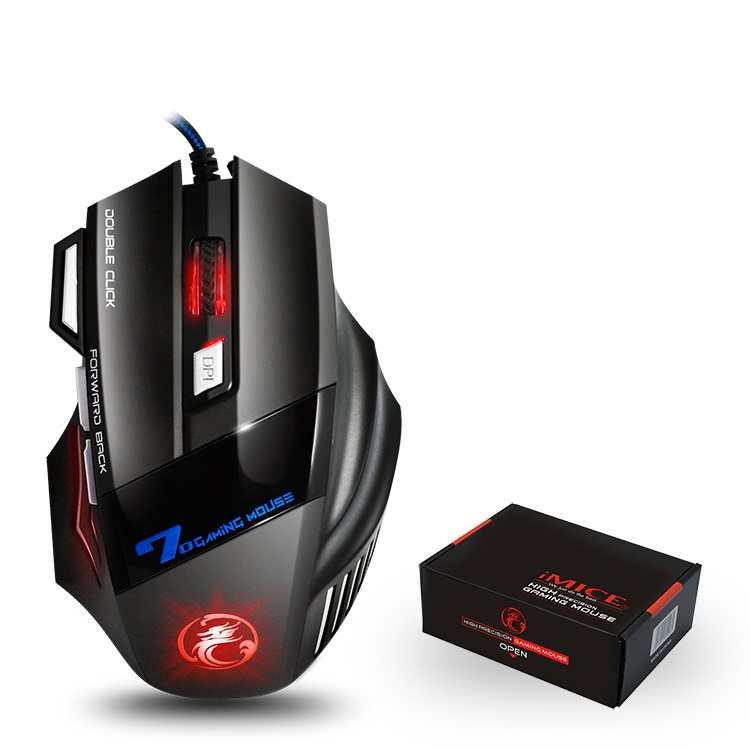 Wired Gaming Mouse 7 Button RGB LED 5500 DPI Silent Click