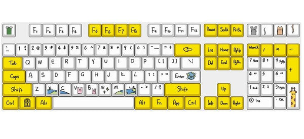 108 Keys Dye Subbed Cartoon Style Keycaps OEM Profile for MX Switches