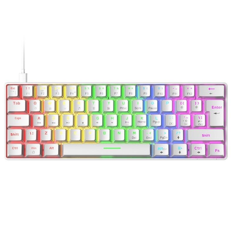 T60 60% Mechanical Keyboard RGB Backlit Type-C USB Wired - White Color
