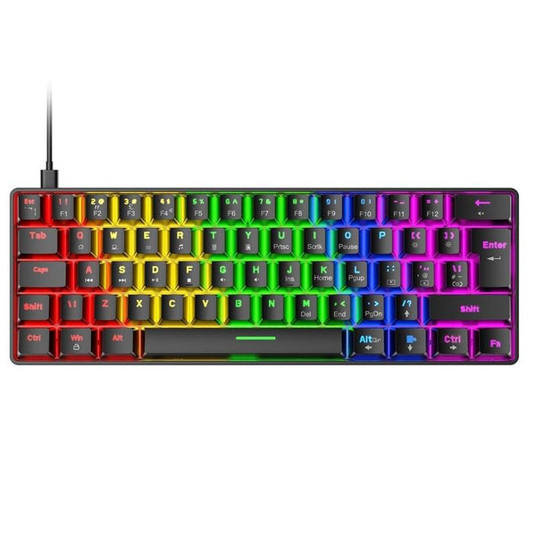T60 60% Mechanical Keyboard RGB Backlit Type-C USB Wired - Black Color