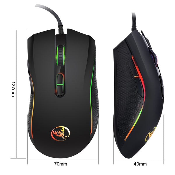 Hongsund Professional Optical Gaming Mouse 7 Colors LED, 7 Buttons, 3200 DPI - Size