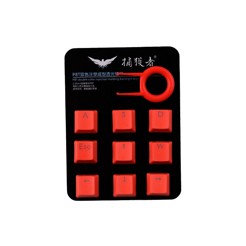 Myazs Keycaps Cherry MX retroilluminato a 9 tasti in PBT, con estrattore, per tastiera meccanica da gioco, USB, rosso Myazs Keycaps Cherry MX retroilluminato a 9 tasti in PBT, con estrattore, per tastiera meccanica da gioco, USB, rosso