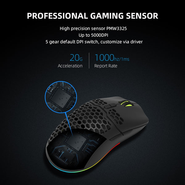 Delux M700 Honeycomb Shell Lightweight RGB Gaming Mouse
