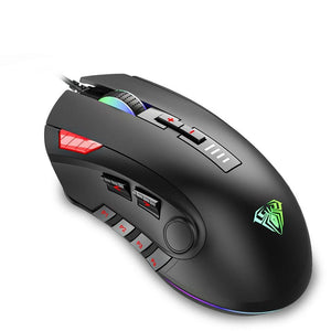 Aula Wired RGB Gaming Mouse with 12 Programmable Buttons, Fire Key, 5000DPI Optical, Adjustable Weight