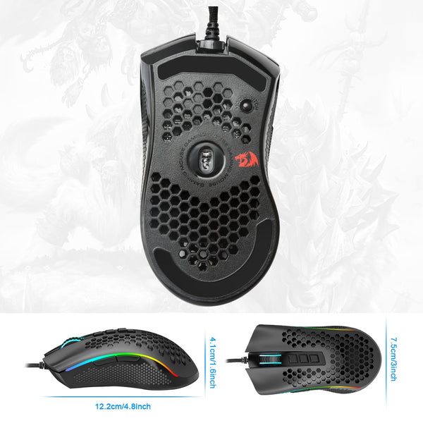 Storm Honeycomb USB Wired RGB Gaming Mouse PWM3327 Sensor, 8 Buttons, 12400 DPI